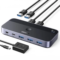 Ugreen CM662 USB 3.0 Switch 2-in-4 Switch + 2x USB-A Kabel - Schwarz