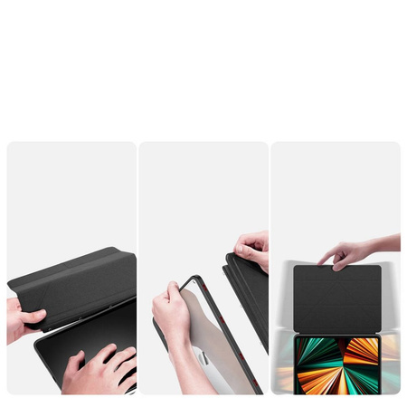 Dux Ducis Magi Case für iPad Pro 12.9 &#39;&#39; 2021/2020/2018 Smart Cover Case mit Ständer und Aufbewahrung für Apple Pencil Schwarz