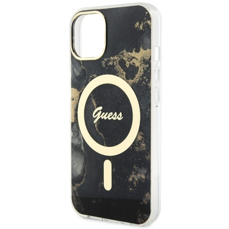 Guess GUHMP14SHTMRSK iPhone 14 6.1&quot; black/black hardcase Golden Marble MagSafe