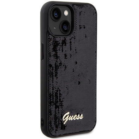 Etui Guess Sequin Script Metal na iPhone 15 - czarne