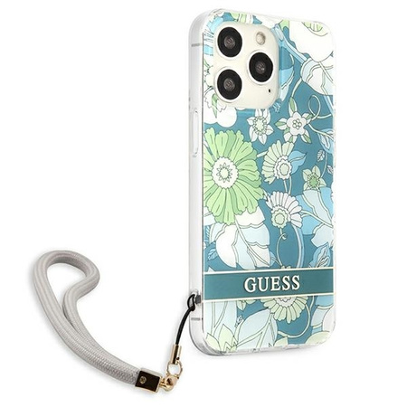 Case IPHONE 13 PRO Guess Hardcase Flower Strap (GUHCP13LHFLSN) green