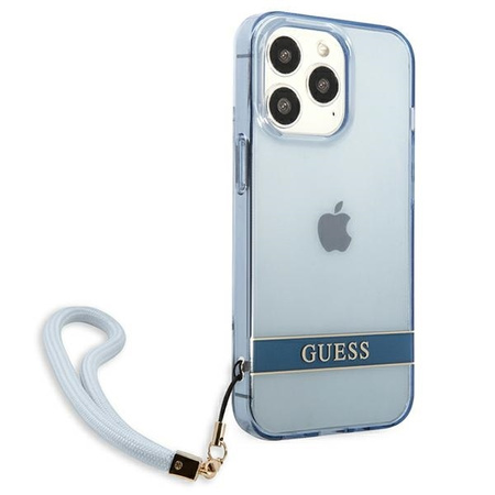 Case IPHONE 13 PRO Guess Hardcase Translucent Stap (GUHCP13LHTSGSB) blue