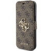 Oryginalne Etui IPHONE 13 / 14 / 15 Guess Book 4G Metal Gold Logo (GUBKP15S4GMGBR) brązowe