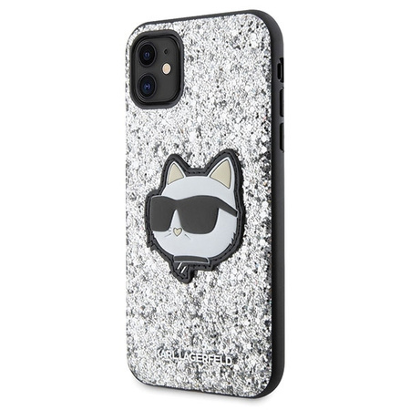 Karl Lagerfeld KLHCN61G2CPS iPhone 11 / Xr 6.1&quot; silver/silver hardcase Glitter Choupette Patch