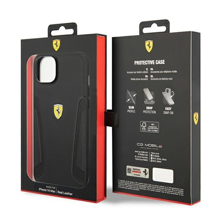 Ferrari nakładka do iPhone 14 Plus 6,7" FEHCP14MRBUK czarna HC Leather Stamp Sides