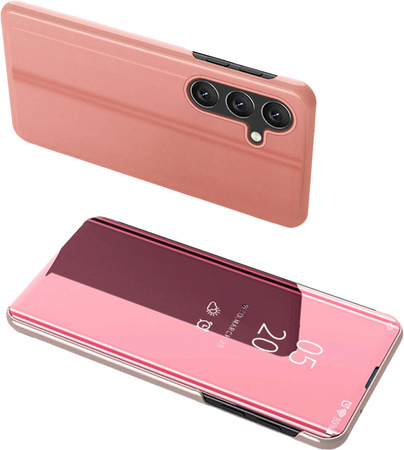 Clear View Case Hülle für Samsung Galaxy A24 4G Hülle mit Klappe Rosa