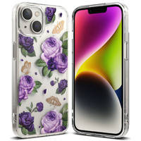 Ringke Fusion Design Armoured Case Cover mit Gelrahmen für iPhone 14 Plus transparent (Purple Rose) (FD637E29)