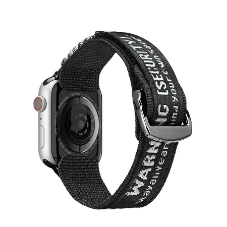 Dux Ducis Strap (Outdoor Version) Armband für Apple Watch Ultra, SE, 8, 7, 6, 5, 4, 3, 2, 1 (49, 45, 44, 42 mm) Nylonband Schwarz Silber Armband