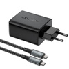 Acefast 2in1 charger GaN 65W USB Type C / USB, adapter HDMI adapter 4K @ 60Hz (set with cable) black (A17 black)