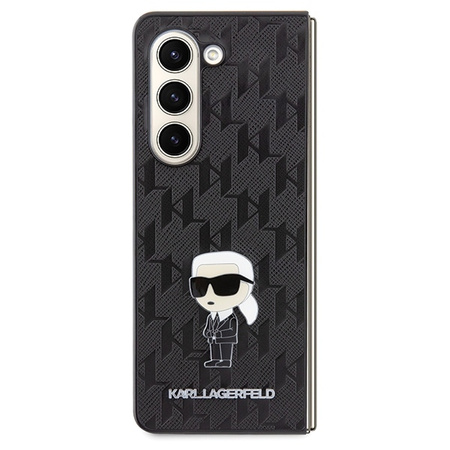 Karl Lagerfeld Saffiano Monogram Ikonik Pin Hülle für Samsung Galaxy Z Fold 5 – Schwarz