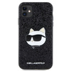 Karl Lagerfeld KLHCN61G2CPK iPhone 11 / Xr 6,1&quot; schwarz/schwarzes Hartschalenetui mit glitzerndem Choupette-Patch