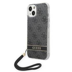 Original Handyhülle IPHONE 14 PLUS Guess Hardcase 4G Print Strap (GUOHCP14MH4STK) schwarz