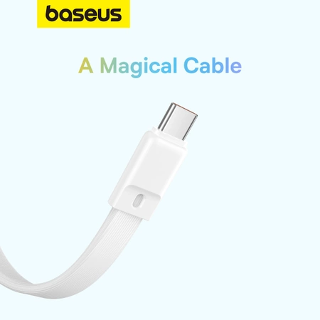 Powerbank Baseus Magnetic Mini MagSafe 10000mAh 30W z wbudowanym kablem Lightning - biały + kabel Baseus Simple Series USB-C - USB-C 60W 0.3m