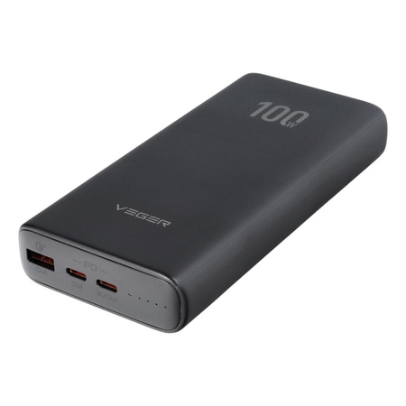 Bateria zewnętrzna (Powerbank) VEGER T100 - 20 000mAh LCD Quick Charge PD 100W czarny (np do laptopa) (W2032C-100)