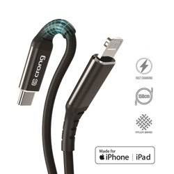 Crong Armor Link – Kabel MFi z USB-C na Lightning w oplocie 150cm (czarny)