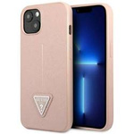 Original Case IPHONE 14 PLUS Guess Hardcase Saffianotriangle Logo (GUHCP14MPSATLP) pink