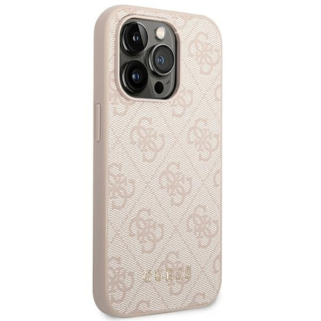 Guess GUHCP14LG4GFPI iPhone 14 Pro 6,1" różowy/pink hard case 4G Metal Gold Logo