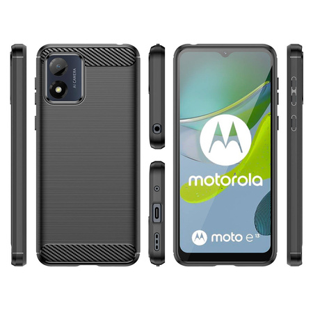 Carbon Case für Motorola Moto E13 flexible Silikon-Carbon-Hülle schwarz