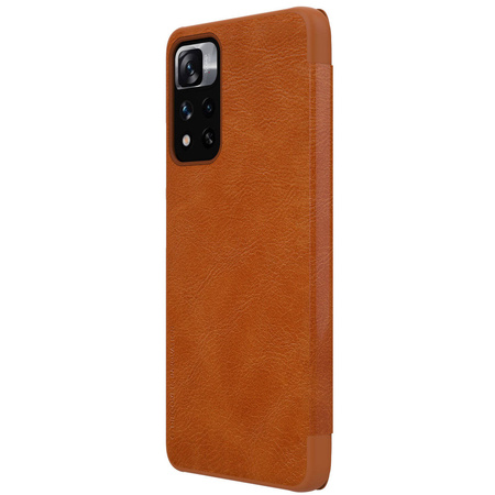 Nillkin Qin Case Cover for Xiaomi Redmi Note 11 Pro + (China) / Redmi Note 11 Pro (China) Camera Protector Holster Cover Flip Cover Brown