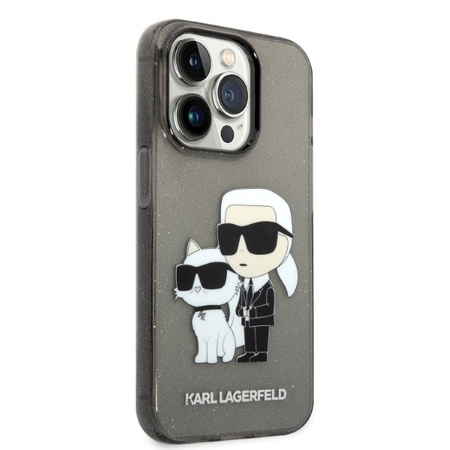 Karl Lagerfeld IML Glitter NFT Karl & Choupette - Etui iPhone 14 Pro Max (czarny)