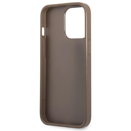 Case IPHONE 13 PRO Guess Hardcase 4G Triangle Logo Cardslot (GUHCP13LP4TPW) brown