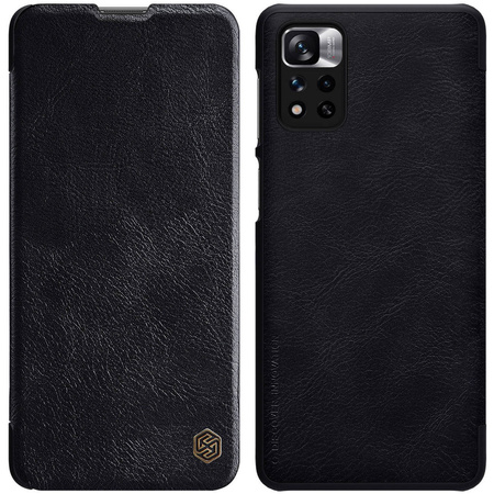 Nillkin Qin Case Cover für Xiaomi Redmi Note 11 Pro + (China) / Redmi Note 11 Pro (China) Kameraschutz Holster Cover Flip Cover Schwarz