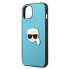 Karl Lagerfeld KLHCP13SPKMB iPhone 13 mini 5,4" niebieski/blue hardcase Leather Ikonik Karl`s Head Metal