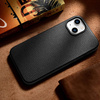 iCarer Litchi Premium Leather Case iPhone 14 Magnetic Leather Case with MagSafe Black (WMI14220709-BK)