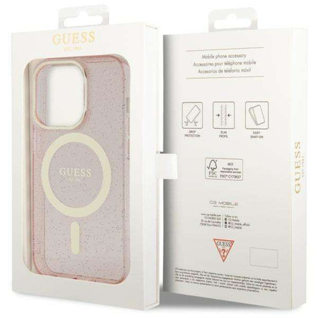 Guess GUHMP14LHCMCGP iPhone 14 Pro 6.1" pink/pink Hardcase Glitter Gold MagSafe