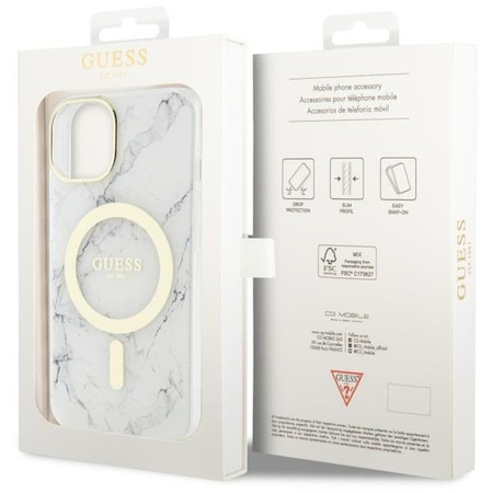 Guess GUHMP14SPCUMAH iPhone 14 6,1&quot; weiß/weiße Hardcase Marble MagSafe