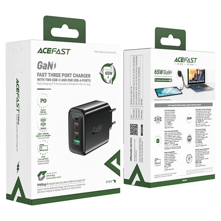 Acefast fast charger GaN (2x USB-C / USB-A) PPS / PD / QC4+ 65W white (A41)