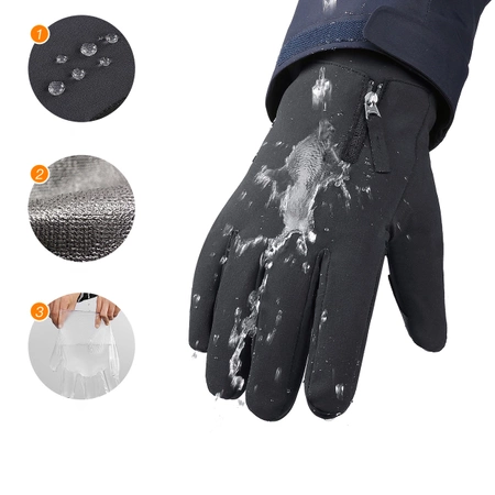 Rutschfeste Winter-Handy-Sporthandschuhe (Größe M) – schwarz