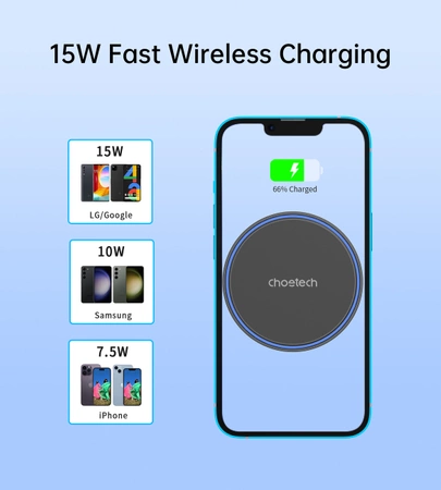 Choetech T205-F Magnethalter mit 15 W Induktionsladegerät - Schwarz