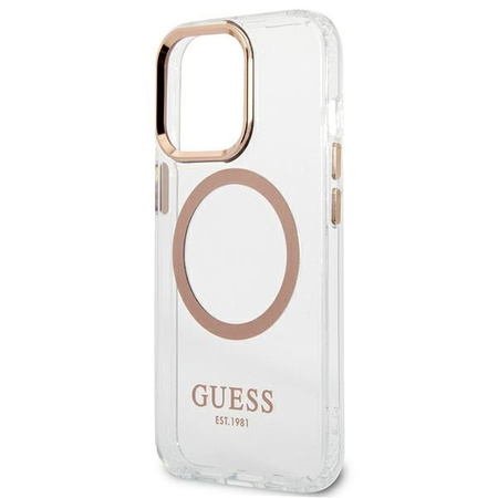 Original Case IPHONE 13 PRO MAX Guess Hard Case Metal Outline Magsafe gold