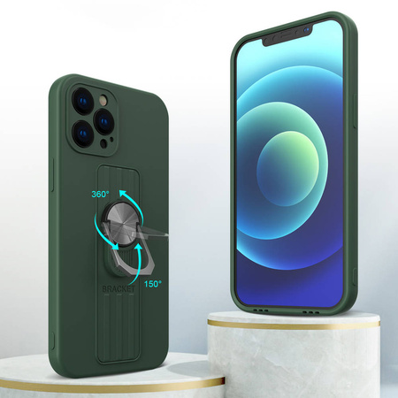 Ring Case silikonowe etui z uchwytem na palec i podstawką do iPhone 12 Pro Max miętowy