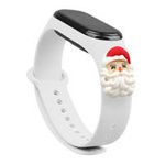 Strap Xmas opaska do Xiaomi Mi Band 4 / Mi Band 3 świąteczny silikonowy pasek bransoletka biały (mikołaj)