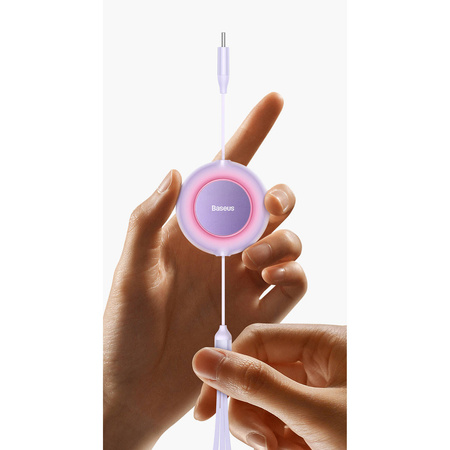 Baseus Bright Mirror 2 retractable cable 3in1 USB Type C - micro USB + Lightning + USB Type C 3.5A 1.1m purple (CAMJ010205)