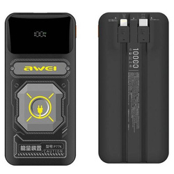 AWEI PowerBank with built-in Lightning/USB-C cable P77K 10000mAh black/black 22.5W