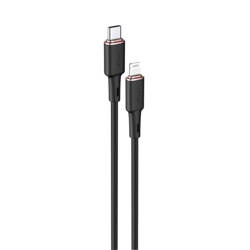 Kabel MFI USB-C - Apple Lightning 3A 1,2m Szybkie Ładowanie i Przesyłanie Danych Zinc Alloy Silicone Charging Data Cable (C2-01) czarny