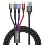 Baseus kabel przewód USB 4w1 Lightning / 2x USB Typ C / micro USB w nylonowym oplocie 3.5A 1.2m czarny (CA1T4-B01)