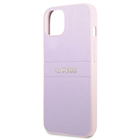 Original Case IPHONE 13 MINI Guess Saffiano Hot Stamp & Metal Logo (GUHCP13SPSASBPU) purple