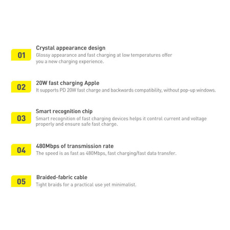 Baseus Crystal Shine Series Fast Charging Data Cable Type-C to iP 20W 1.2m Purple