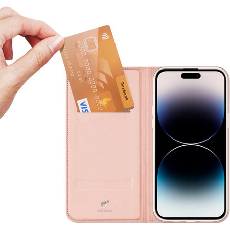 Etui do iPhone 15 Pro Max pokrowiec z klapką i portfelem Dux Ducis Skin Pro - różowe