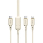 Kabel 2w1 Dudao L7SF USB-C - USB-C / Lightning 100W 1.2m - beżowy