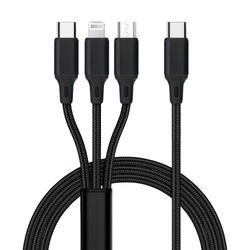 Kabel 3w1 Typ C do Lightning / Typ C / Micro USB 2,4A C171 1,2 m czarny