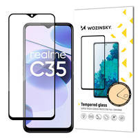 Wozinsky Full Glue Full Glue Full Screen Tempered Glass mit Case Friendly Realme C35 Black Frame