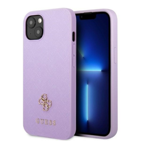 Original Handyhülle IPHONE 13 MINI Guess Hardcase Saffiano 4G Small Metal Logo violett