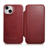 iCarer CE Oil Wax Premium Leather Folio Case Leather Case for iPhone 14 Plus Flip Magnetic MagSafe red (AKI14220707-RD)