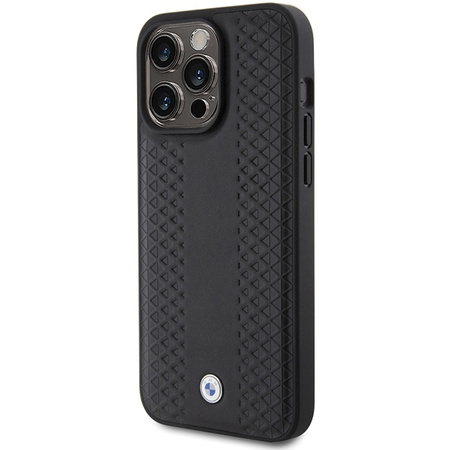 BMW Leather Diamond Pattern case for iPhone 15 Pro Max - black