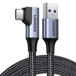 Angle cable USB to USB-C UGREEN US385, 3A, 1m (black)